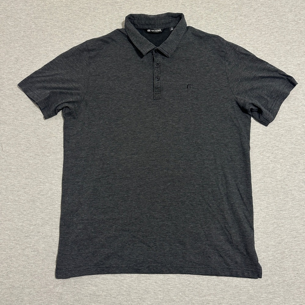 Travis Mathew Charcoal Gray Pima Cotton Blend Heathered Golf Polo Shirt Mens XXL